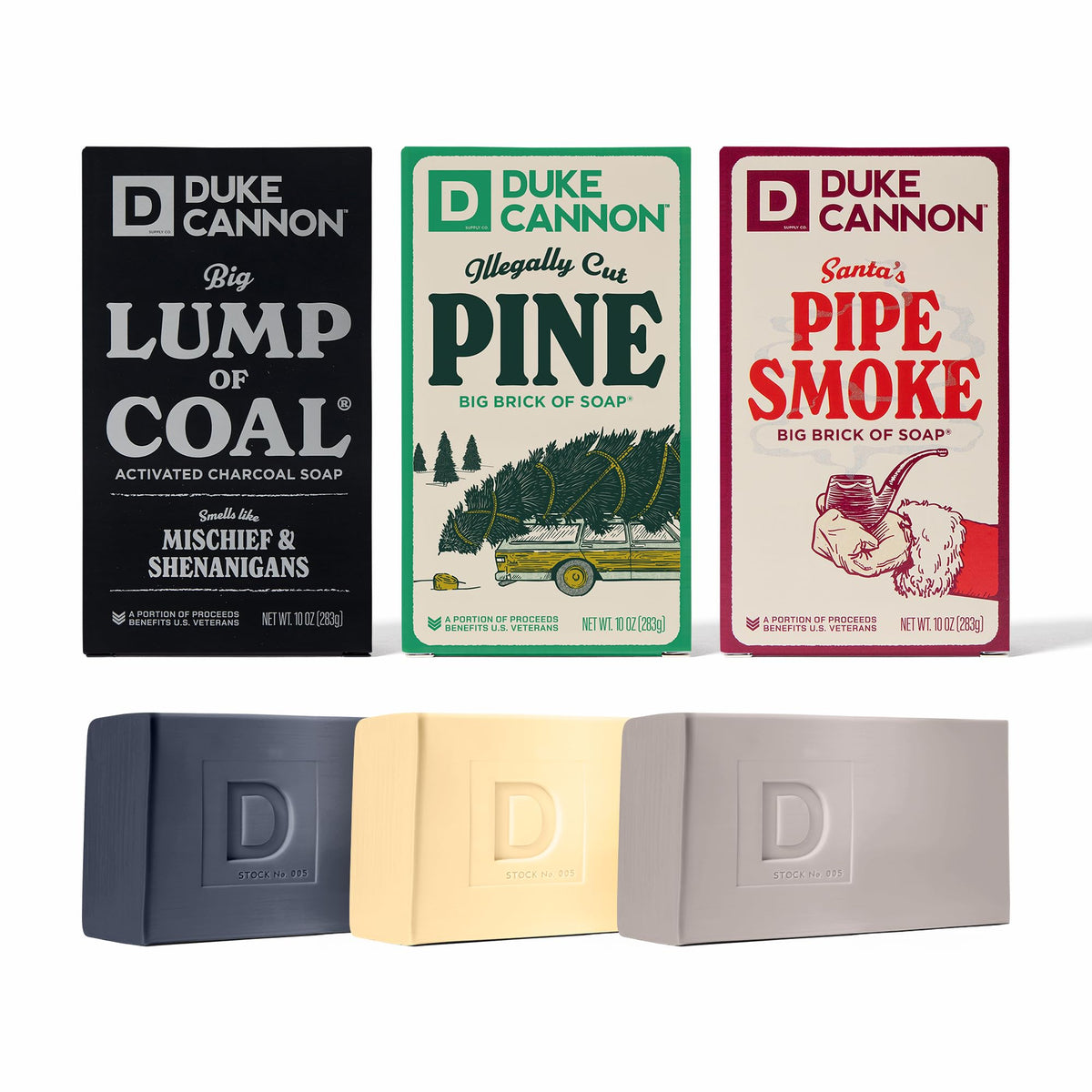 Duke Cannon Big Lump of Coal soap bar with bergamot and black pepper for a bold holiday cleanse.