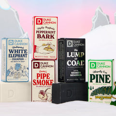 Duke Cannon soap bar close-up reveals activated charcoal for a deeper cleanse.