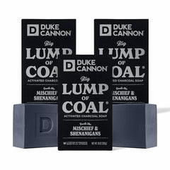 Duke Cannon Big Lump of Coal Holiday Edition packaging showcases festive gift-ready wrapping.