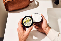 Duke Cannon Bloody Knuckles unscented balm label close up