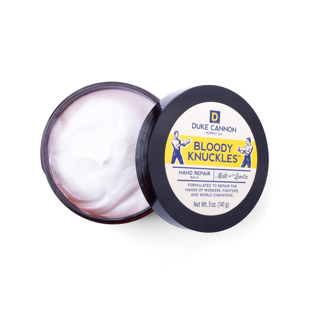 Duke Cannon Bloody Knuckles balm on hand during use