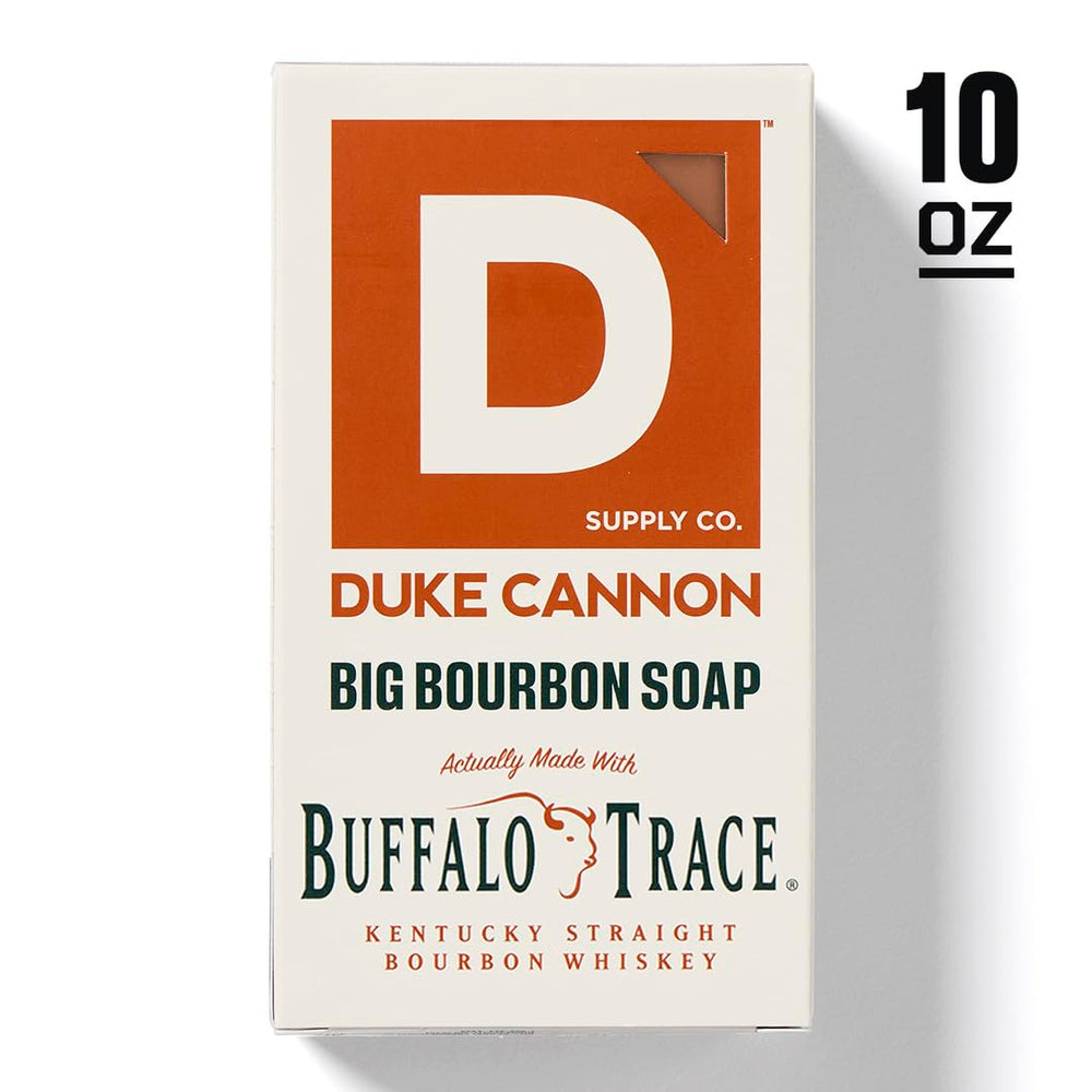 Duke Cannon Bourbon-infused soap adds refined aroma.