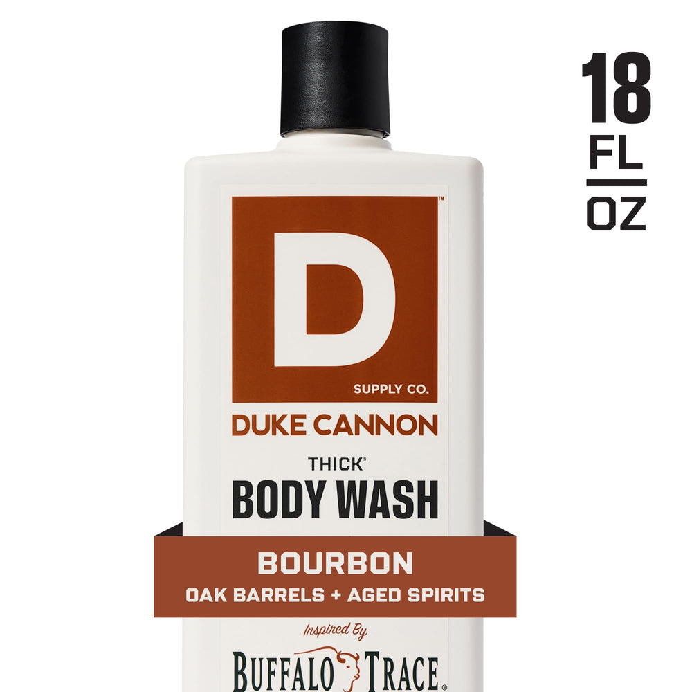 Duke Cannon Bourbon Thick Body Wash sulfate-free formula supports skin-friendly cleansing.