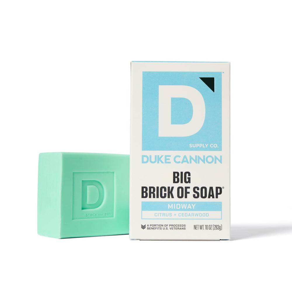 Duke Cannon Exfoliating Texture Soap Bar highlights mineral-rich ingredients for gentle cleansing.