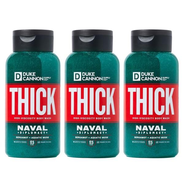 Duke Cannon Naval Supremacy body wash bottle-front view offers bold all-day freshness.