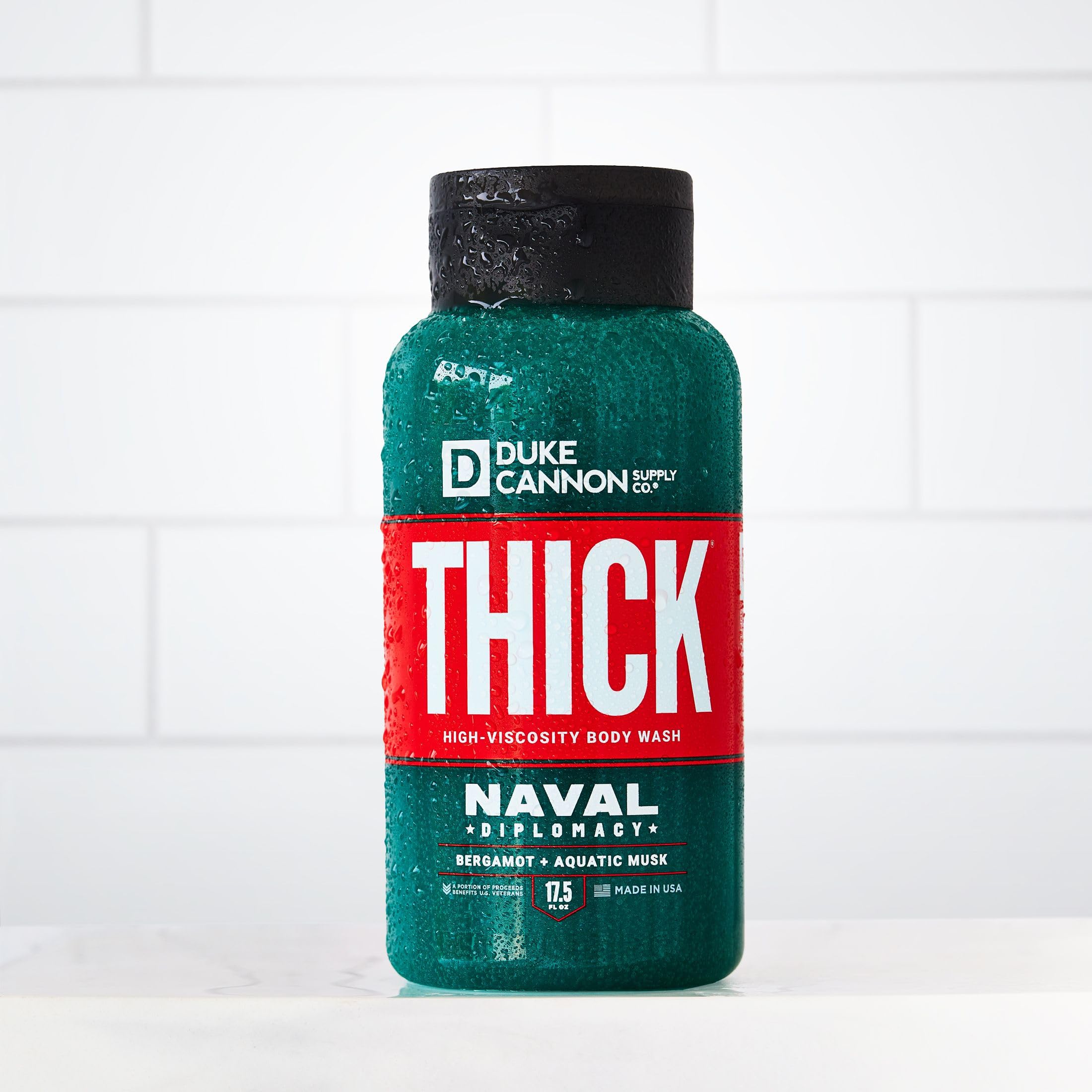 Duke Cannon Naval Supremacy bottle-pour shows easy, invigorating lather on demand.
