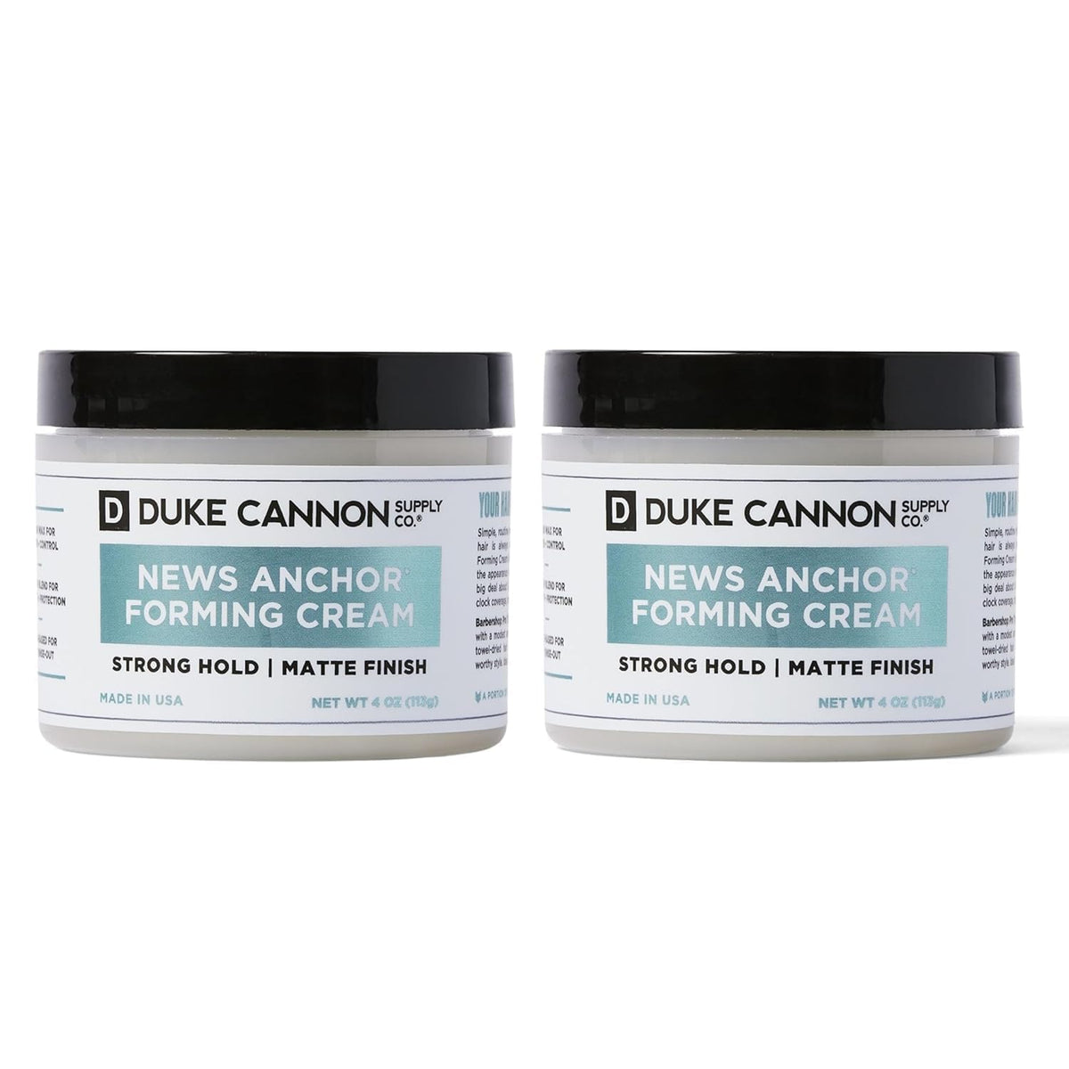 Duke Cannon News Anchor Forming Cream bottle front for camera-ready hold with matte finish