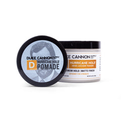 Duke Cannon News Anchor Hurricane Hold Pomade creates a matte finish on tidy, non-greasy hair.
