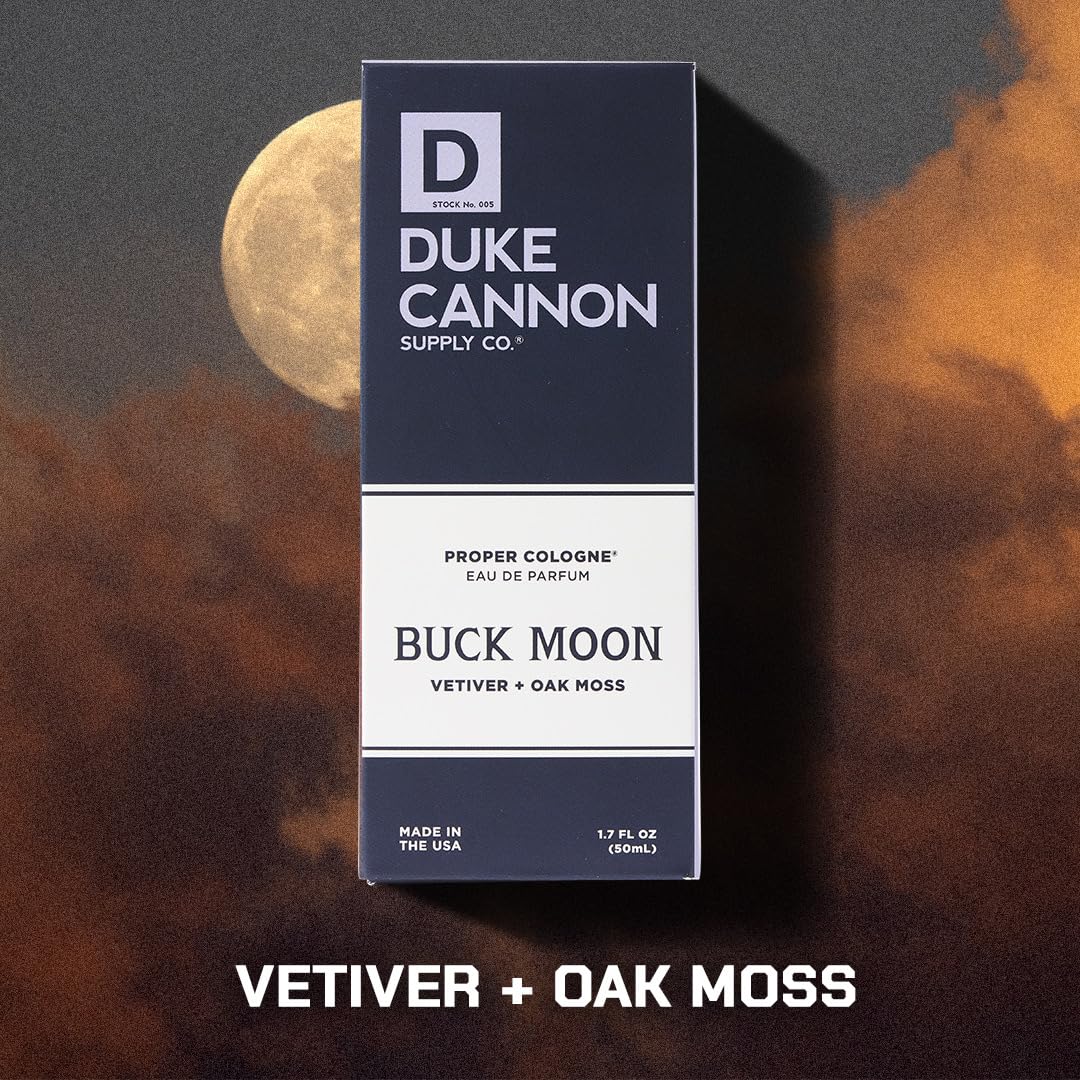 Gift-ready packaging of Duke Cannon Buck Moon for special occasions.
