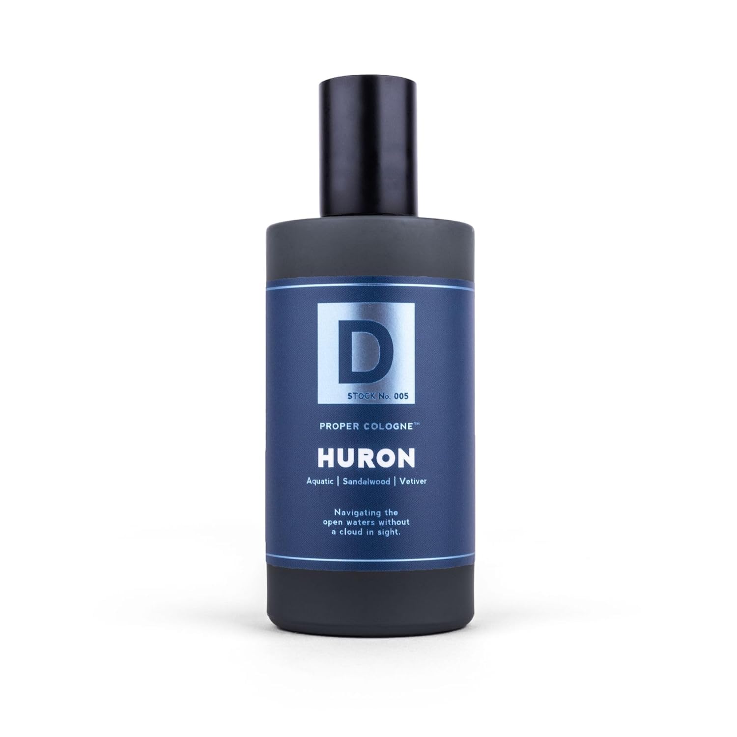 Duke Cannon Proper Cologne Huron label detail showcases natural oils and authentic blend.