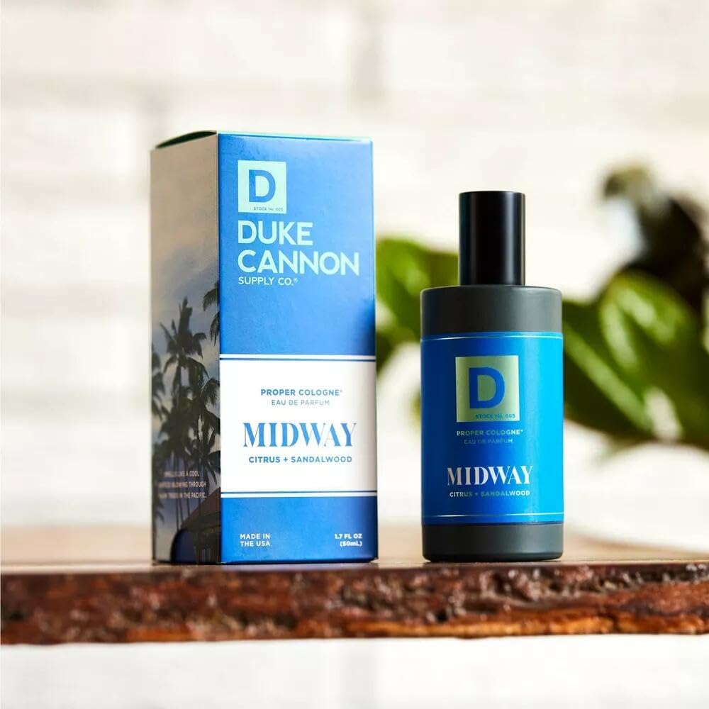 Duke Cannon Proper Cologne Midway minimalist packaging emphasizes display worthy style