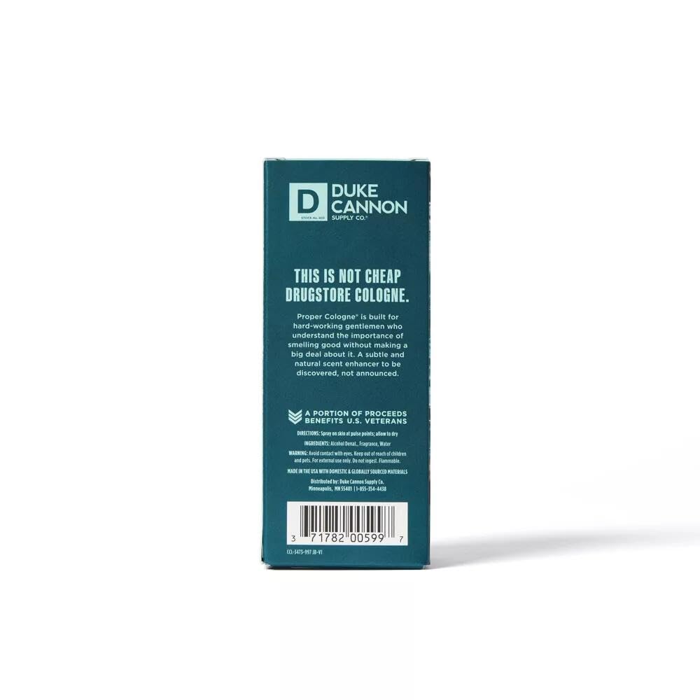 Duke Cannon Seawolf glass bottle with minimalist apothecary design.