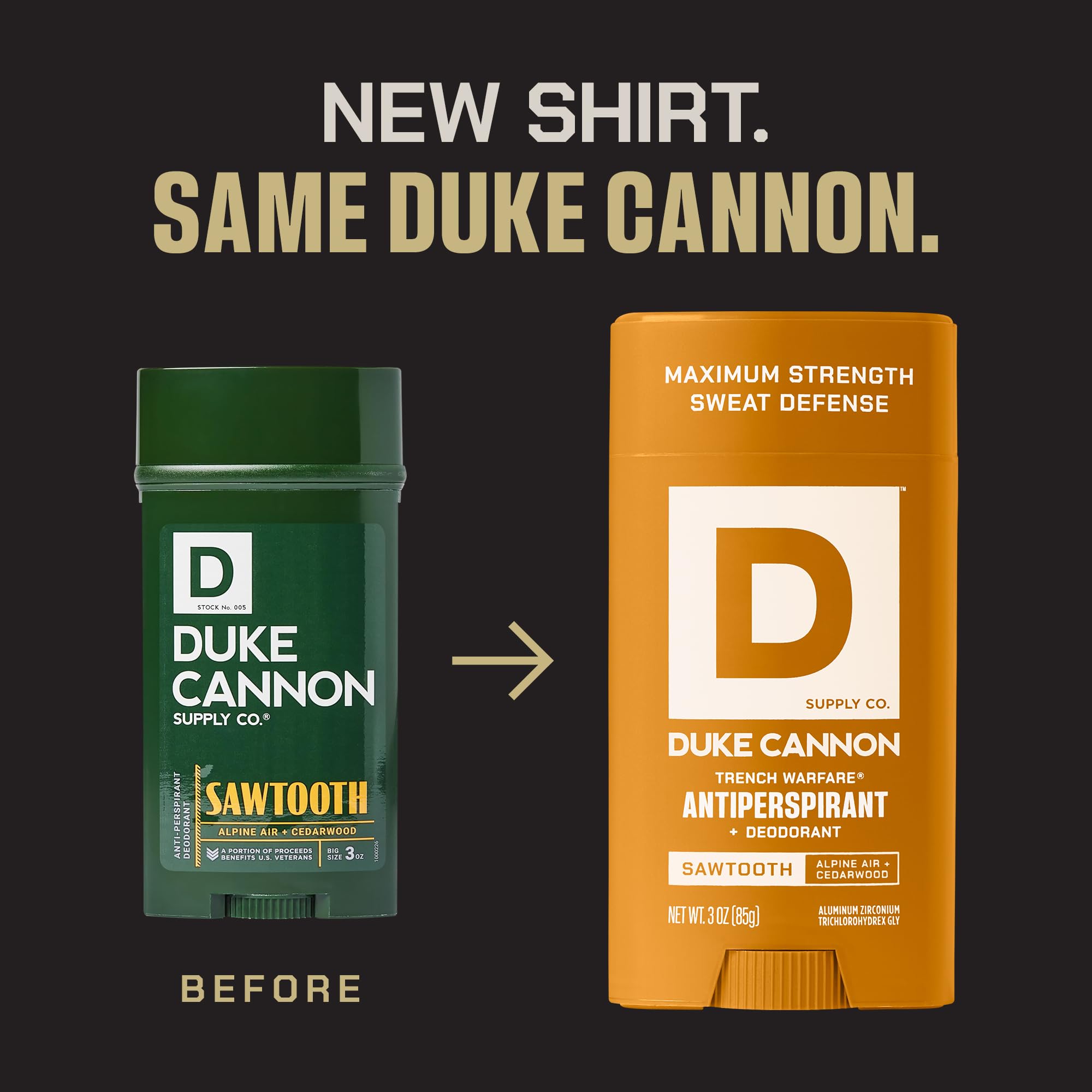 Duke Cannon Sawtooth masculine alpine air cedarwood scent for a confident, fresh feel