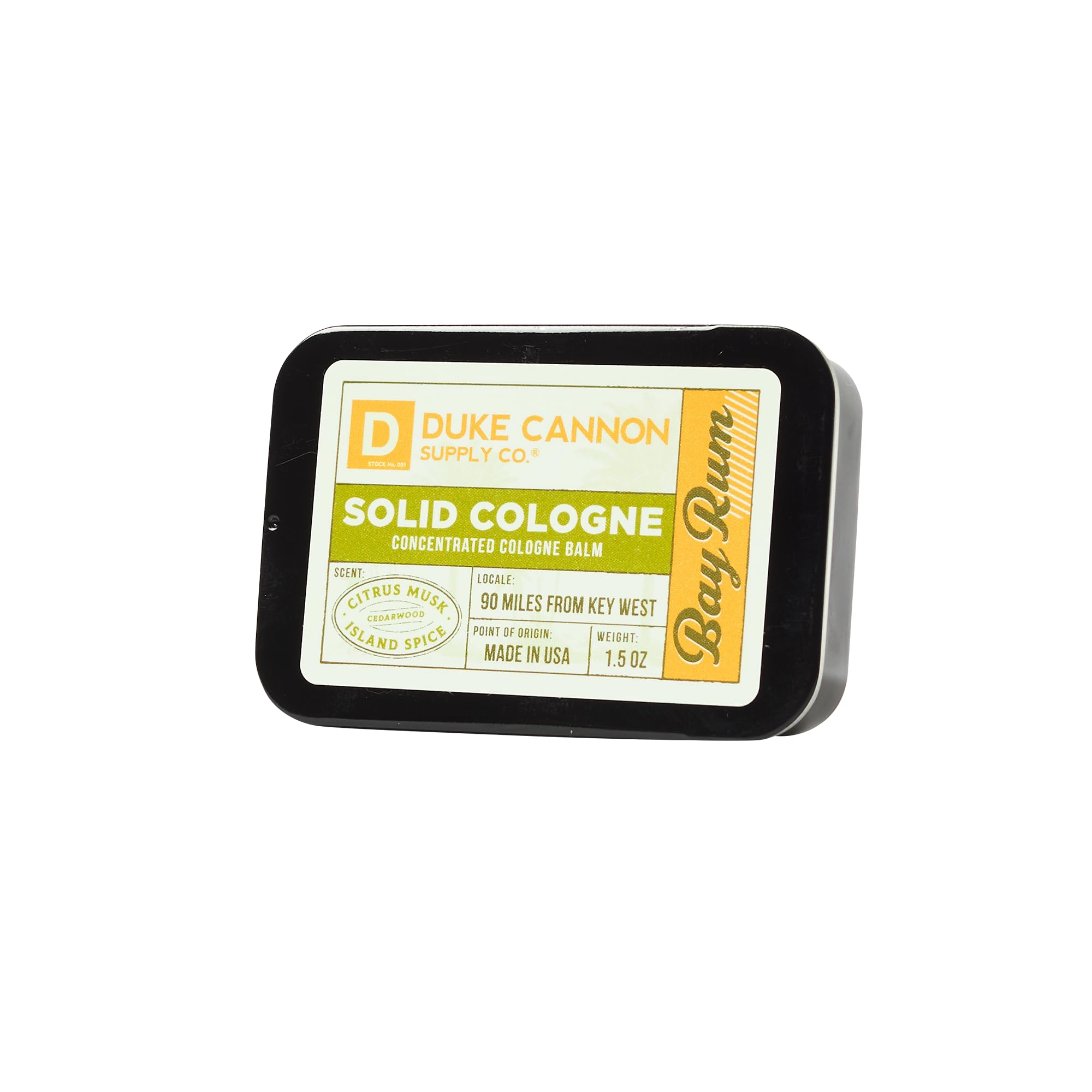Duke Cannon Supply Co. Bay Rum fits in gym bag and desk drawer.