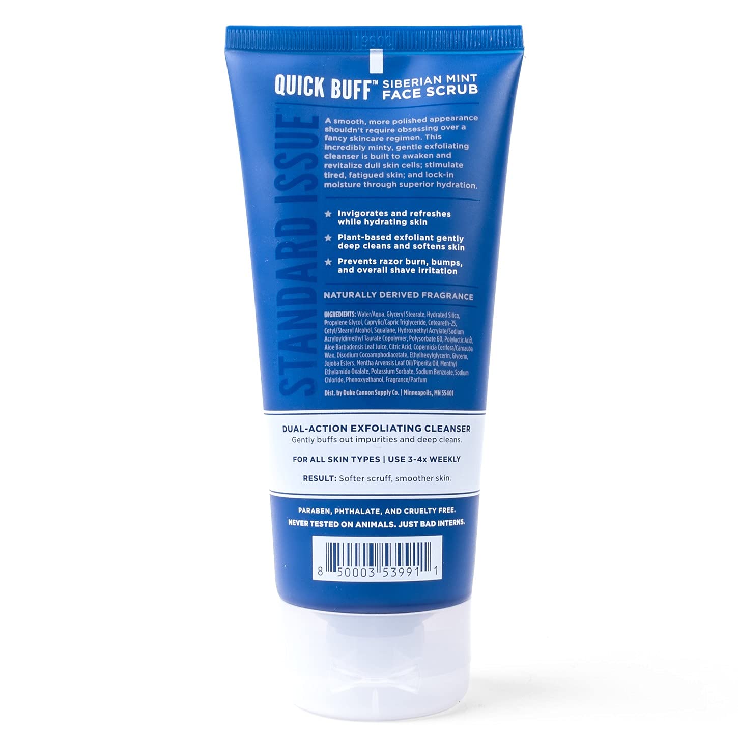 Duke Cannon Siberian Mint scrub applying on skin for a gentle daily cleanse