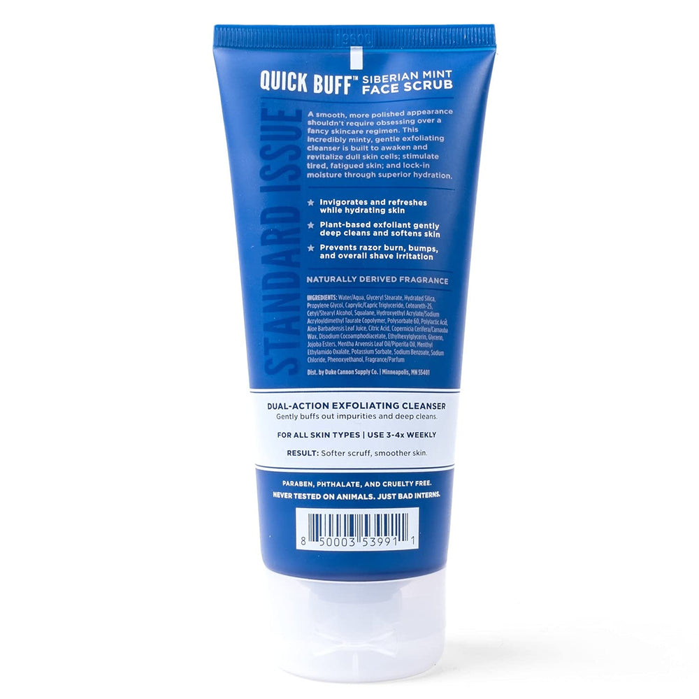 Duke Cannon Siberian Mint scrub applying on skin for a gentle daily cleanse