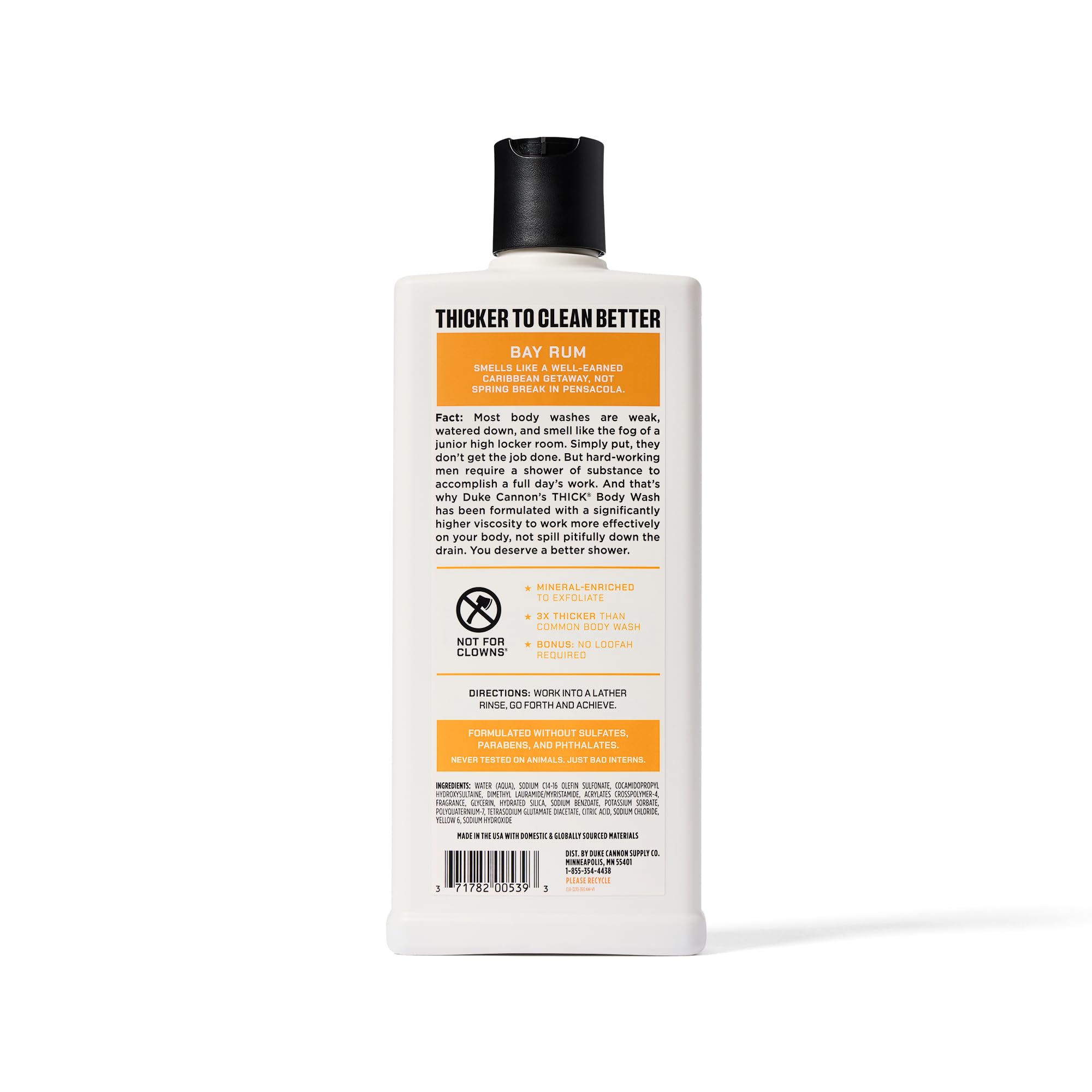 Duke Cannon THICK Bay Rum cedarwood scent evokes island vibes