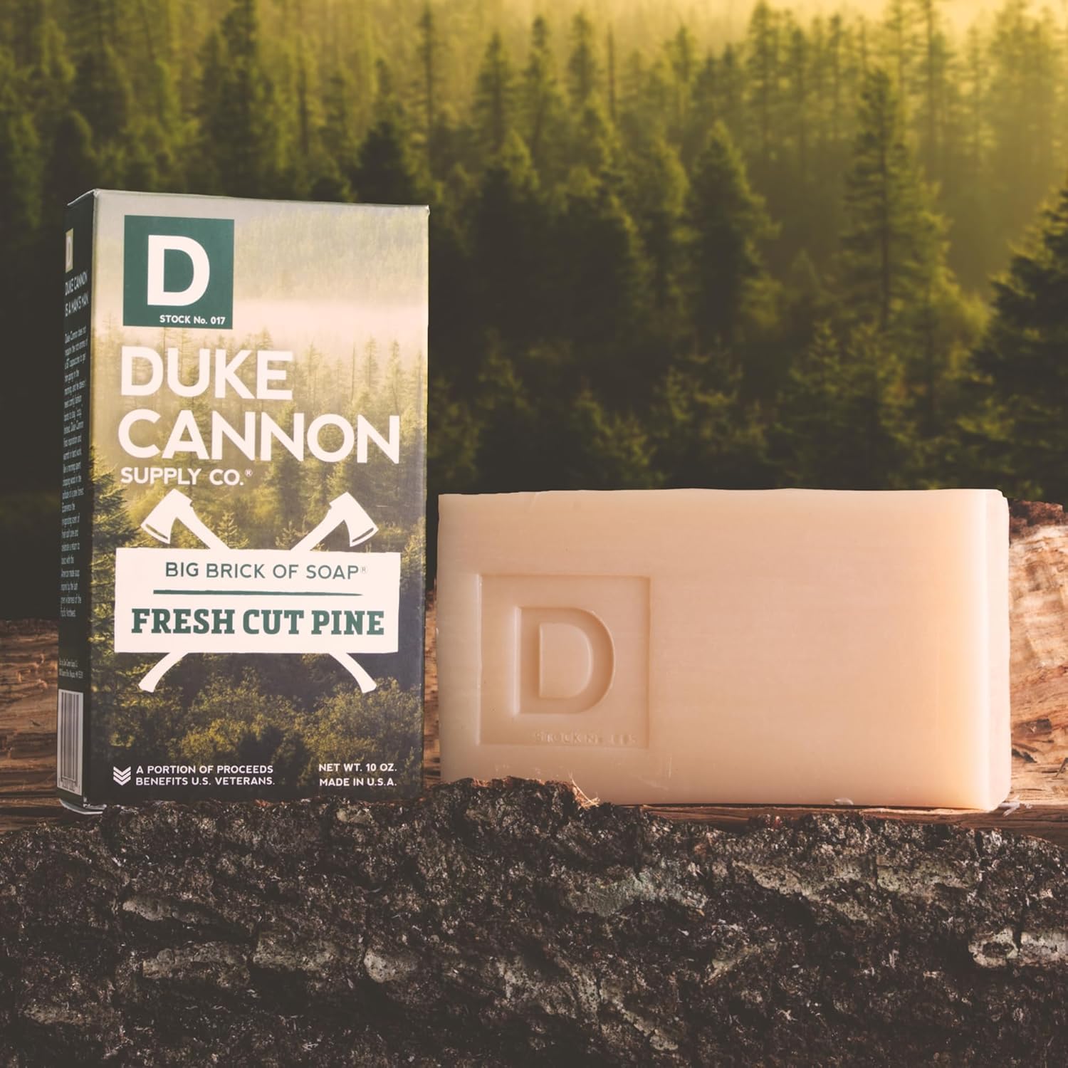 Duke Cannon soap bubbles on rustic surface signal fresh cleansing experience.
