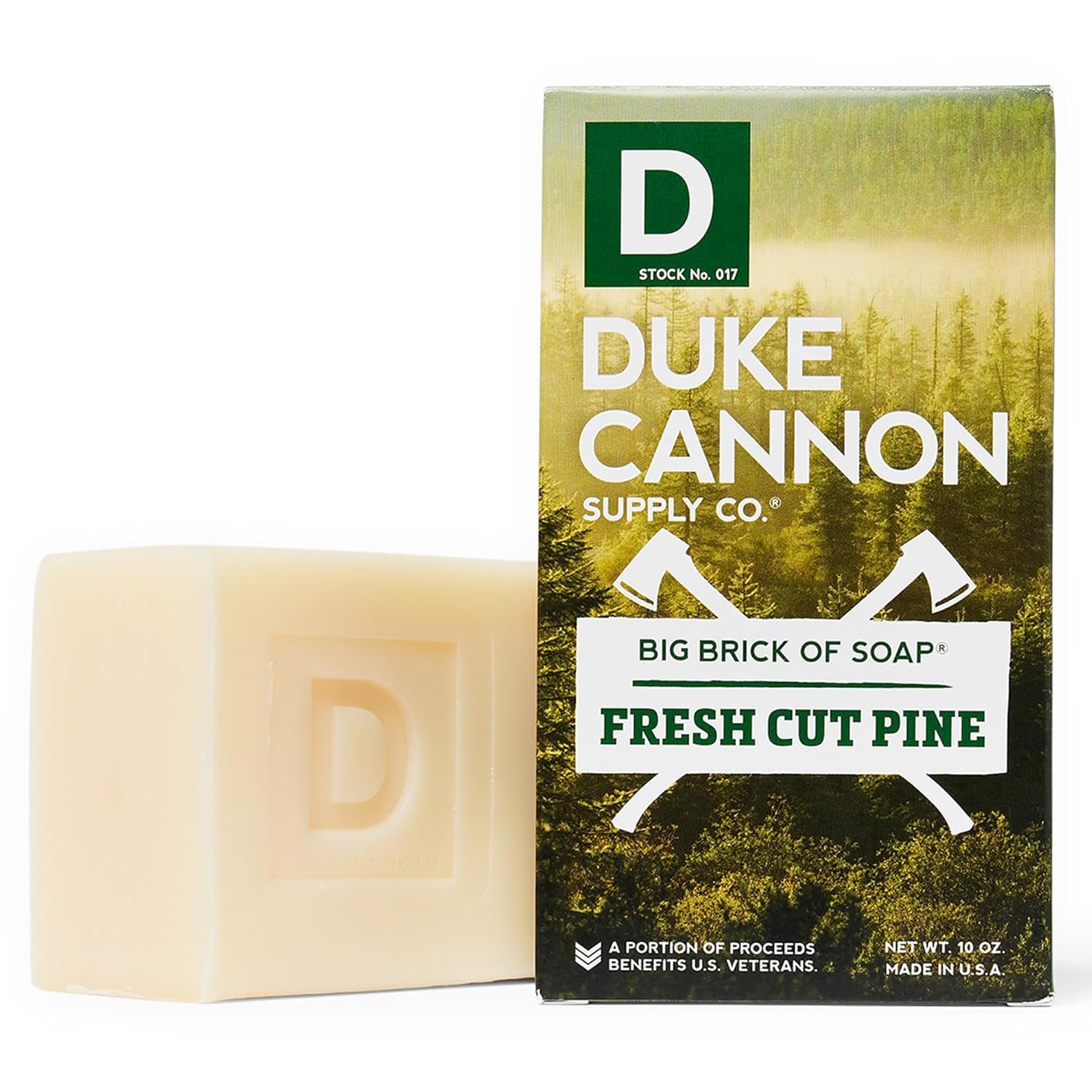 Duke Cannon pine shower scene for outdoorsy lifestyle and invigorating aroma.