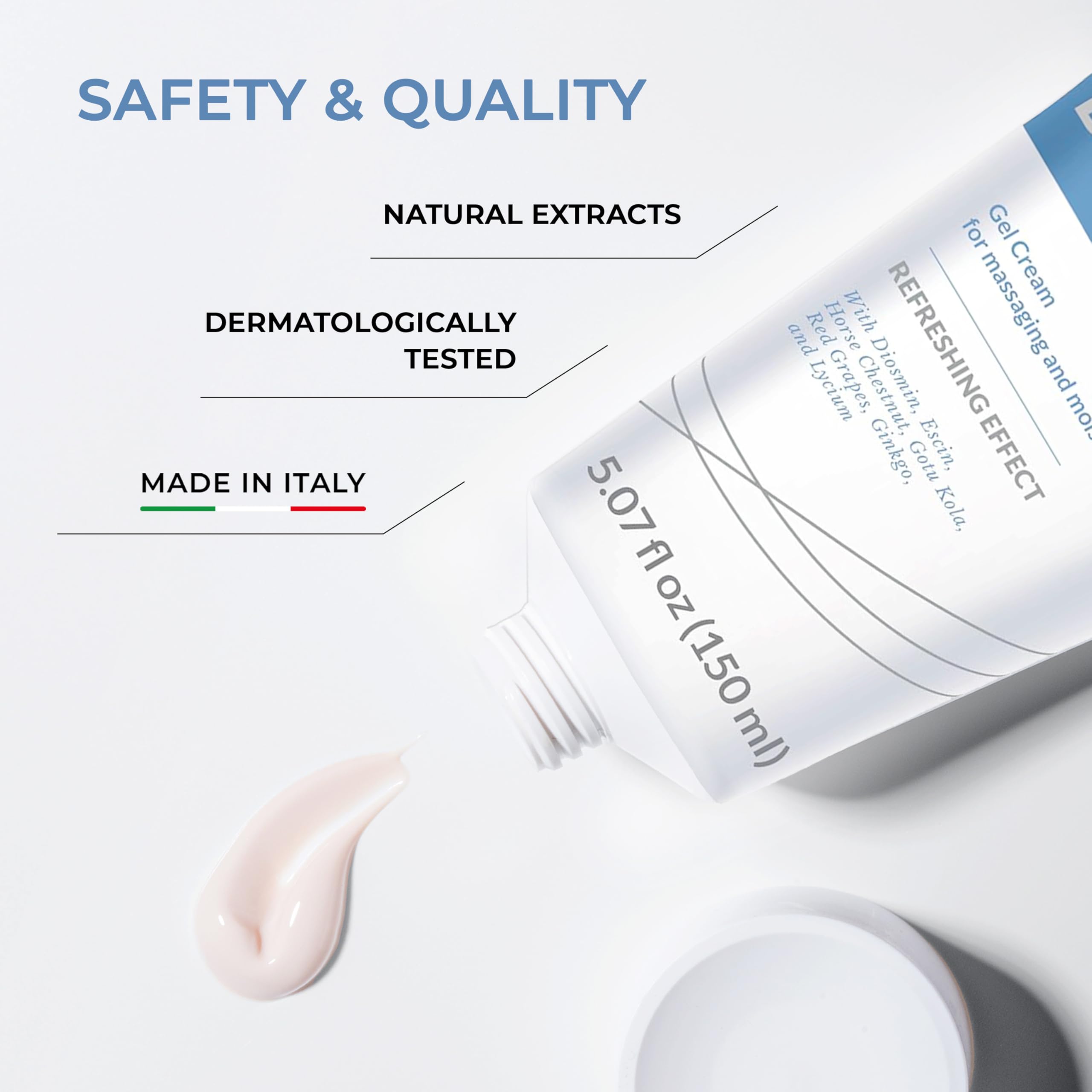 Diosmin and related ingredients highlighted in Dulàc leg gel cream.