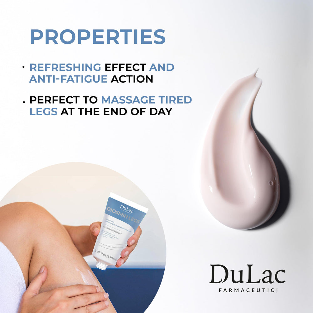 Dulàc Diosmin Legs Gel Cream mint scent enhances daily leg care routine.
