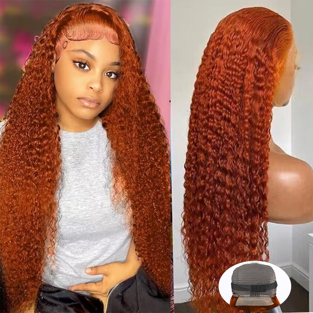 DULTEV Ginger Orange Lace Front Wig close-up hairline with natural baby hairs.