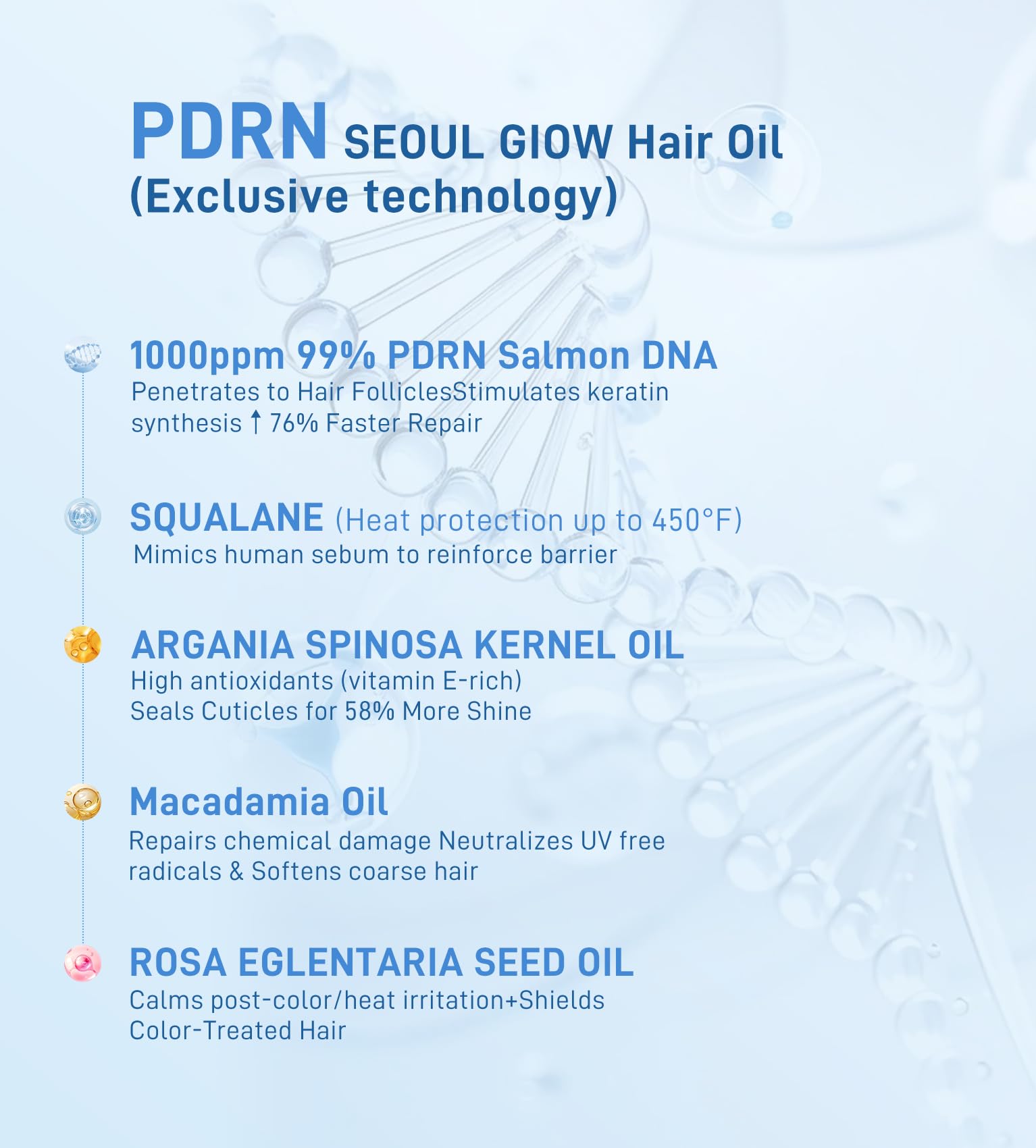 Dumie blend of argan, jojoba and squalane nourishes hair