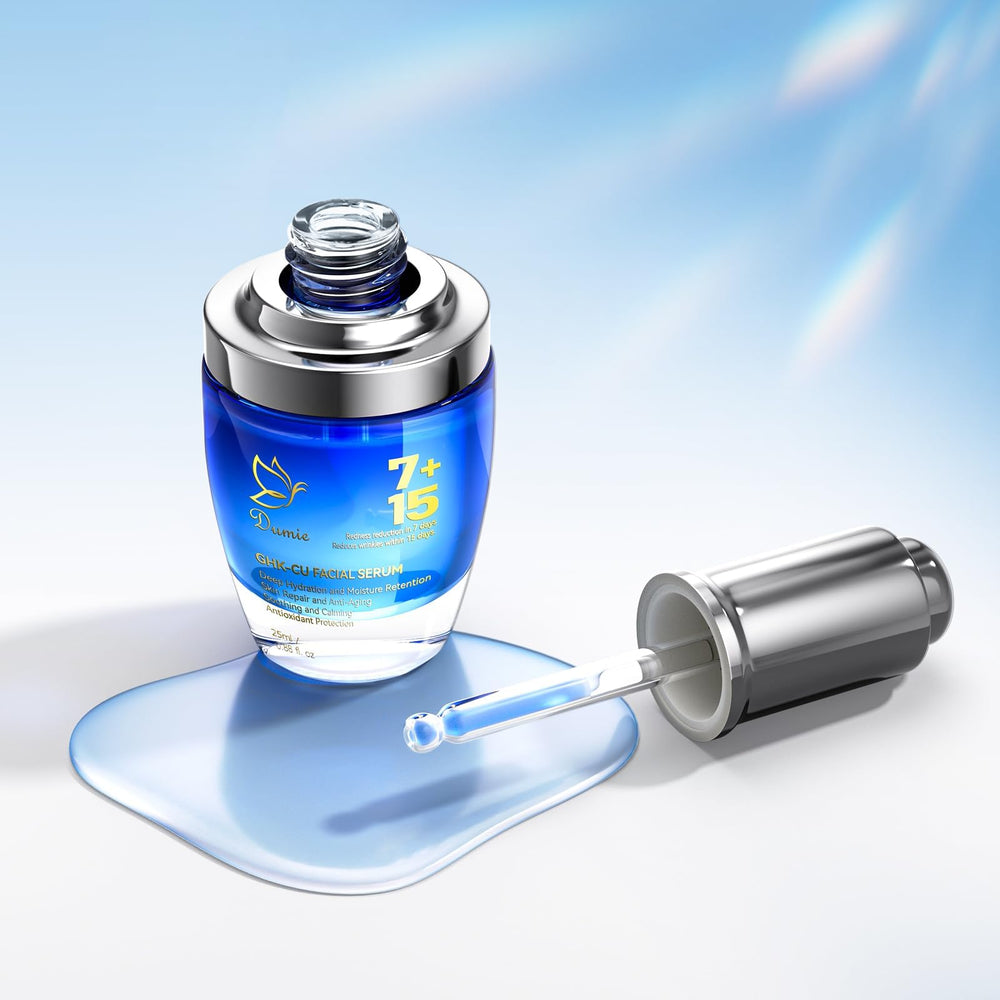 Dumie serum highlights grapefruit oil and shea butter nourishment.