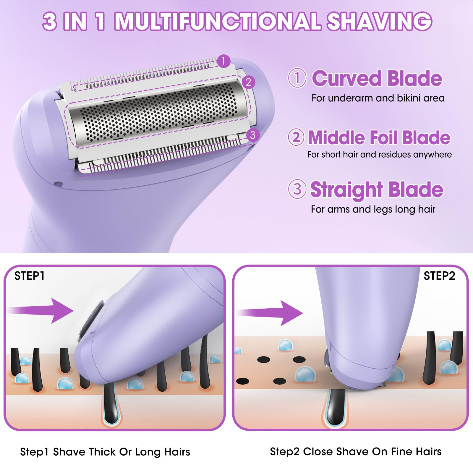 Dumite bikini trimmer facial hair removal head for peach fuzz on lips and cheeks.