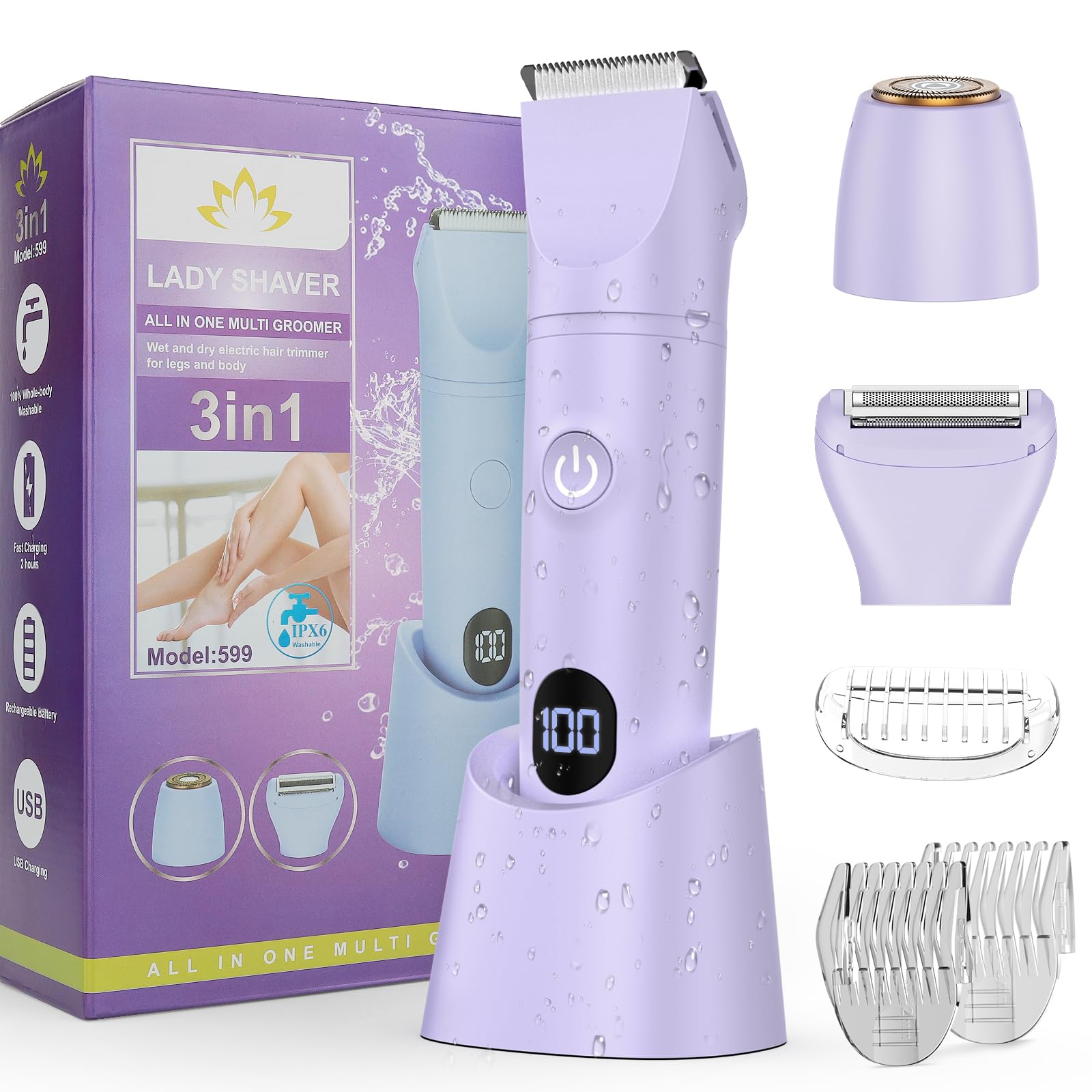 Dumite bikini trimmer 4 guide combs enable customizable lengths.
