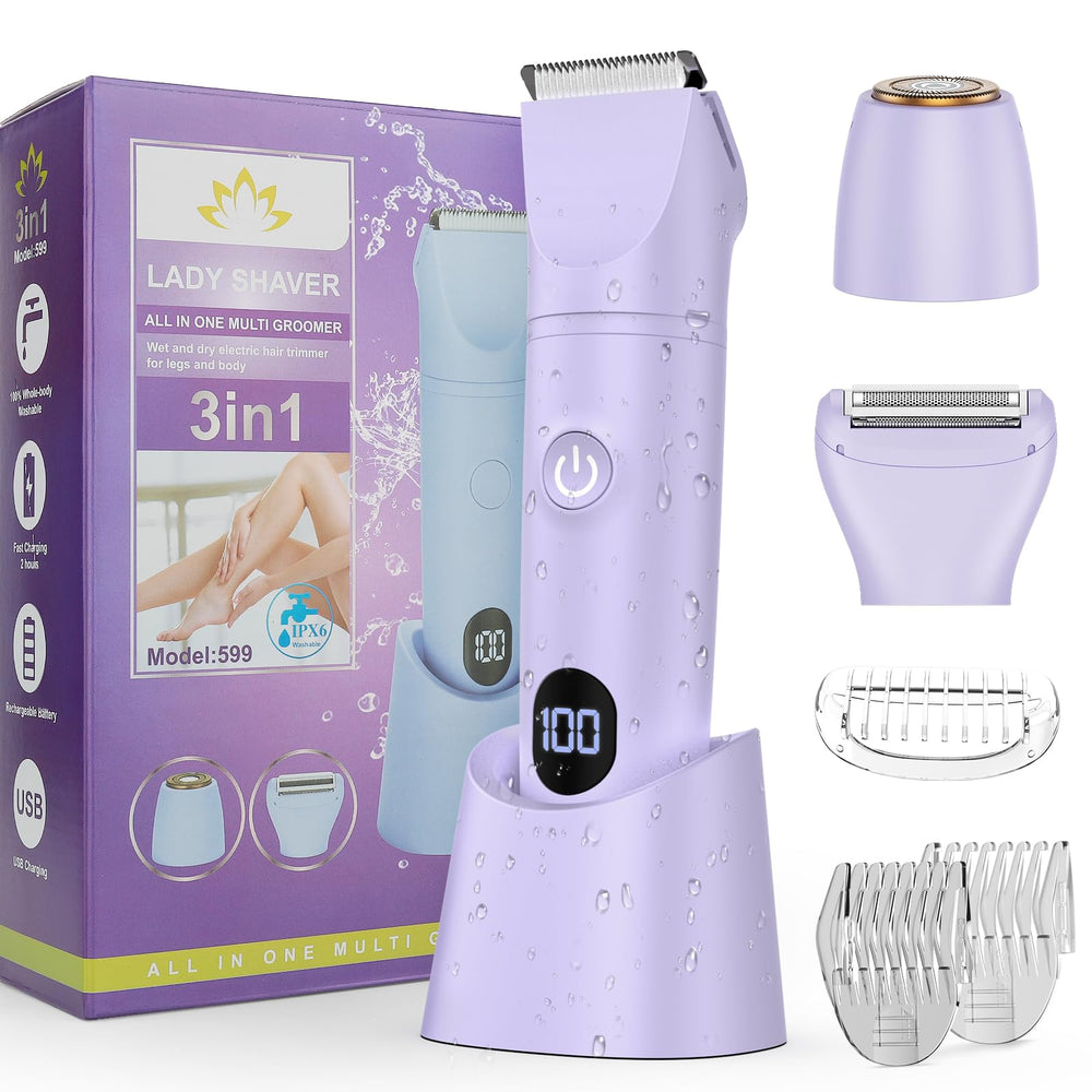 Dumite bikini trimmer 4 guide combs enable customizable lengths.
