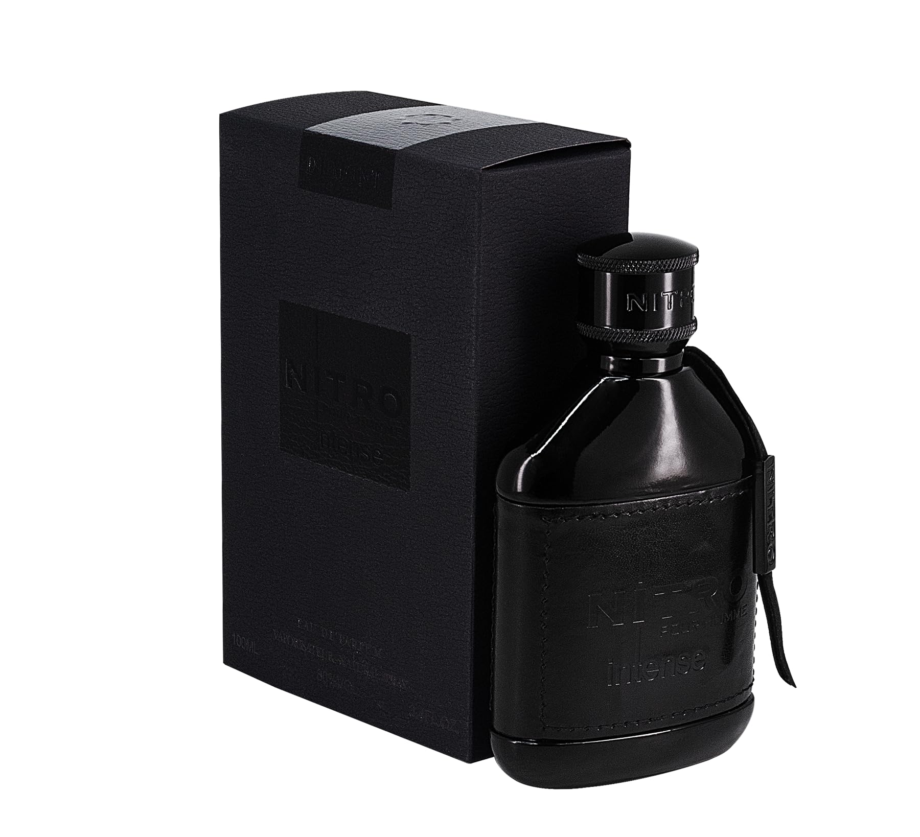Dumont Nitro Intense bottle front view for bold evening wear and confident presence.