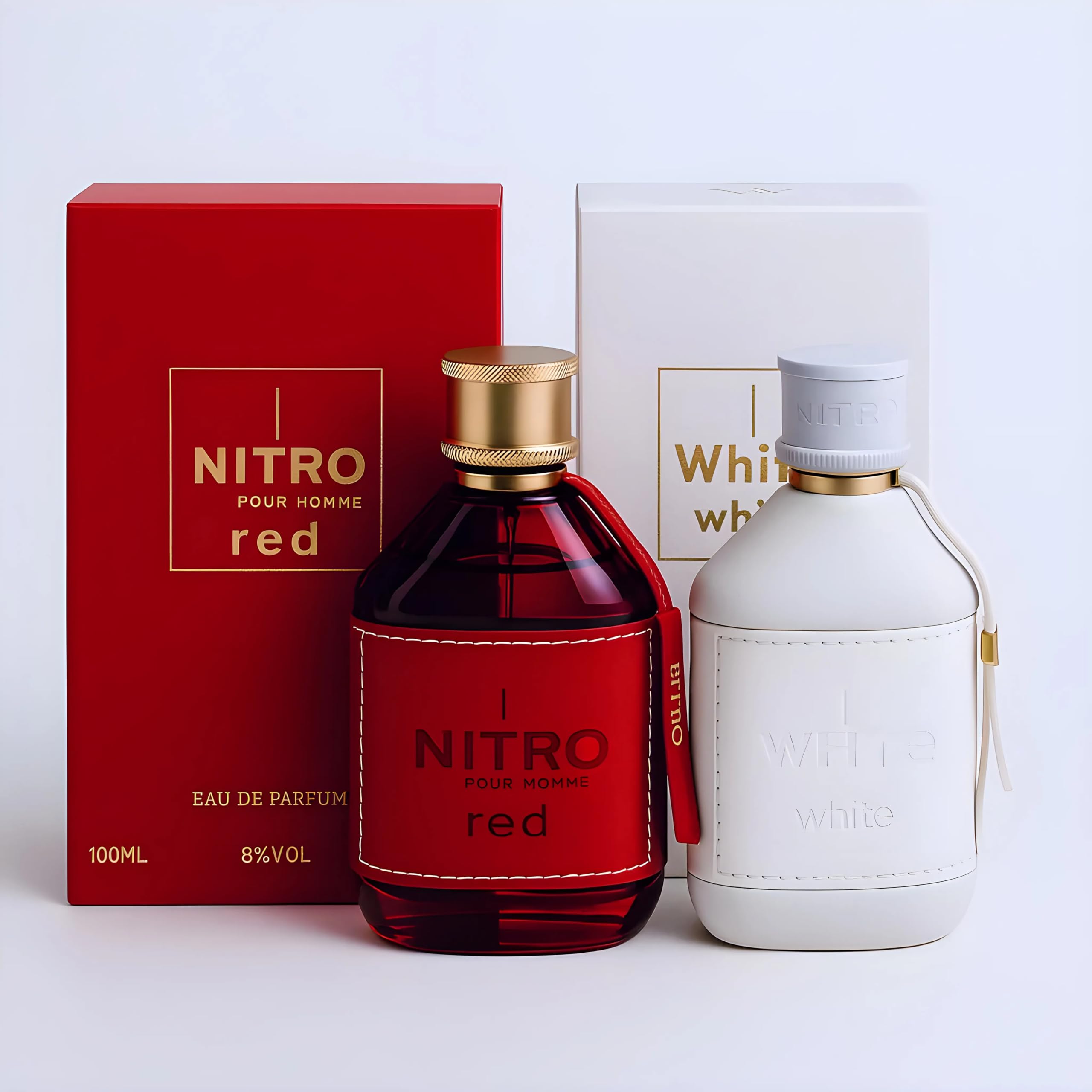 Dumont Nitro Red bottle front showing bold scent statement and premium finish