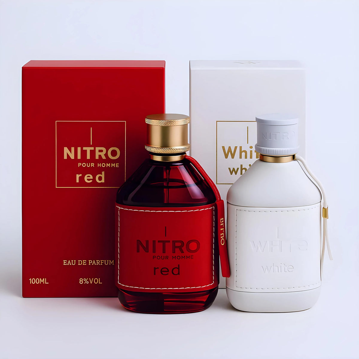 Dumont Nitro Red bottle front showing bold scent statement and premium finish