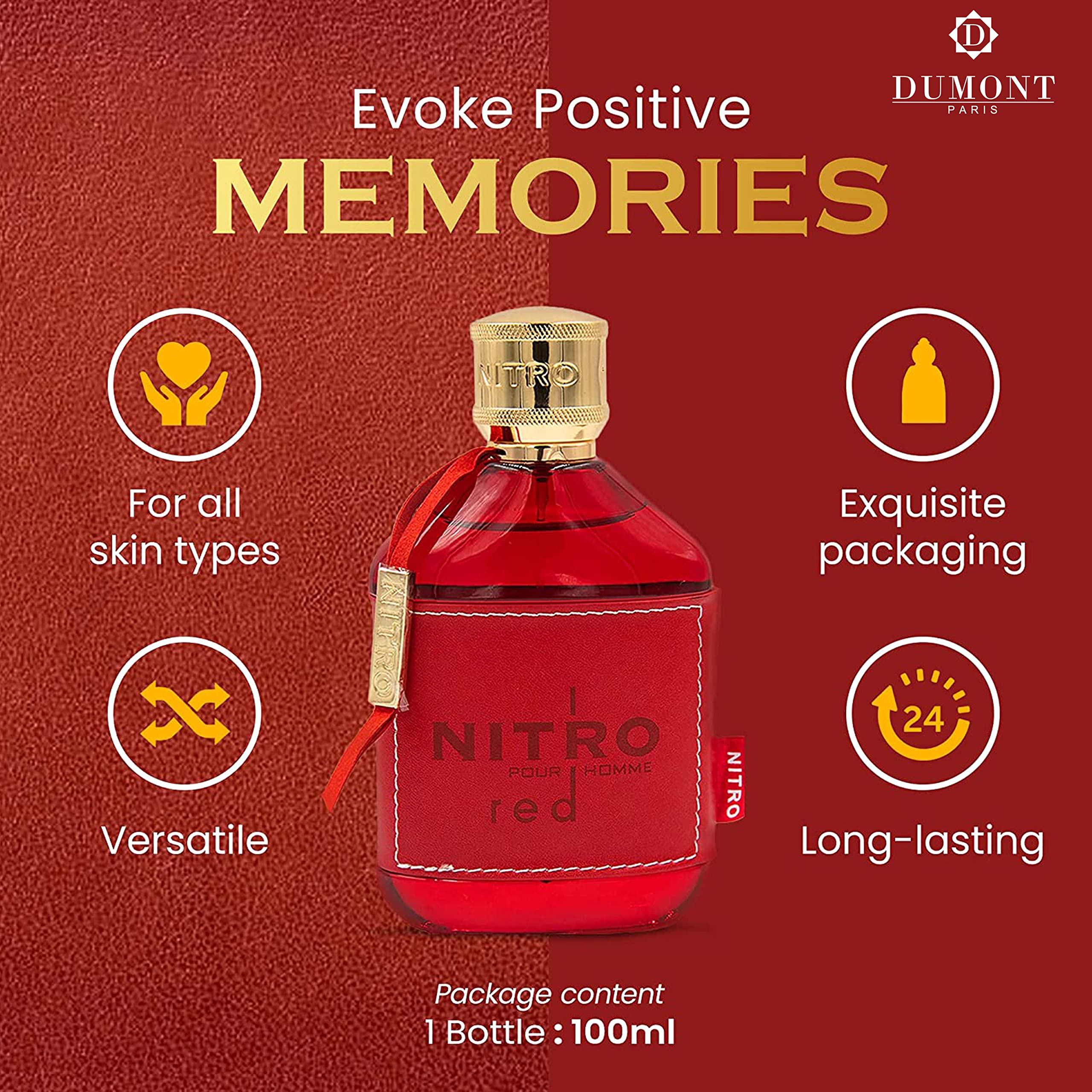Dumont Nitro Red logo detail emphasizing luxury branding