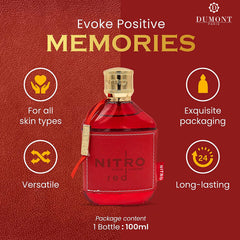 Dumont Nitro Red logo detail emphasizing luxury branding