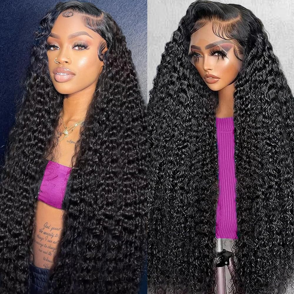 Dundix 32-inch deep-wave lace-front wig provides dramatic length for daily wear.