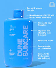 DUNE SUNCARE The Bod Guard gel texture closeup demonstrates non-greasy application