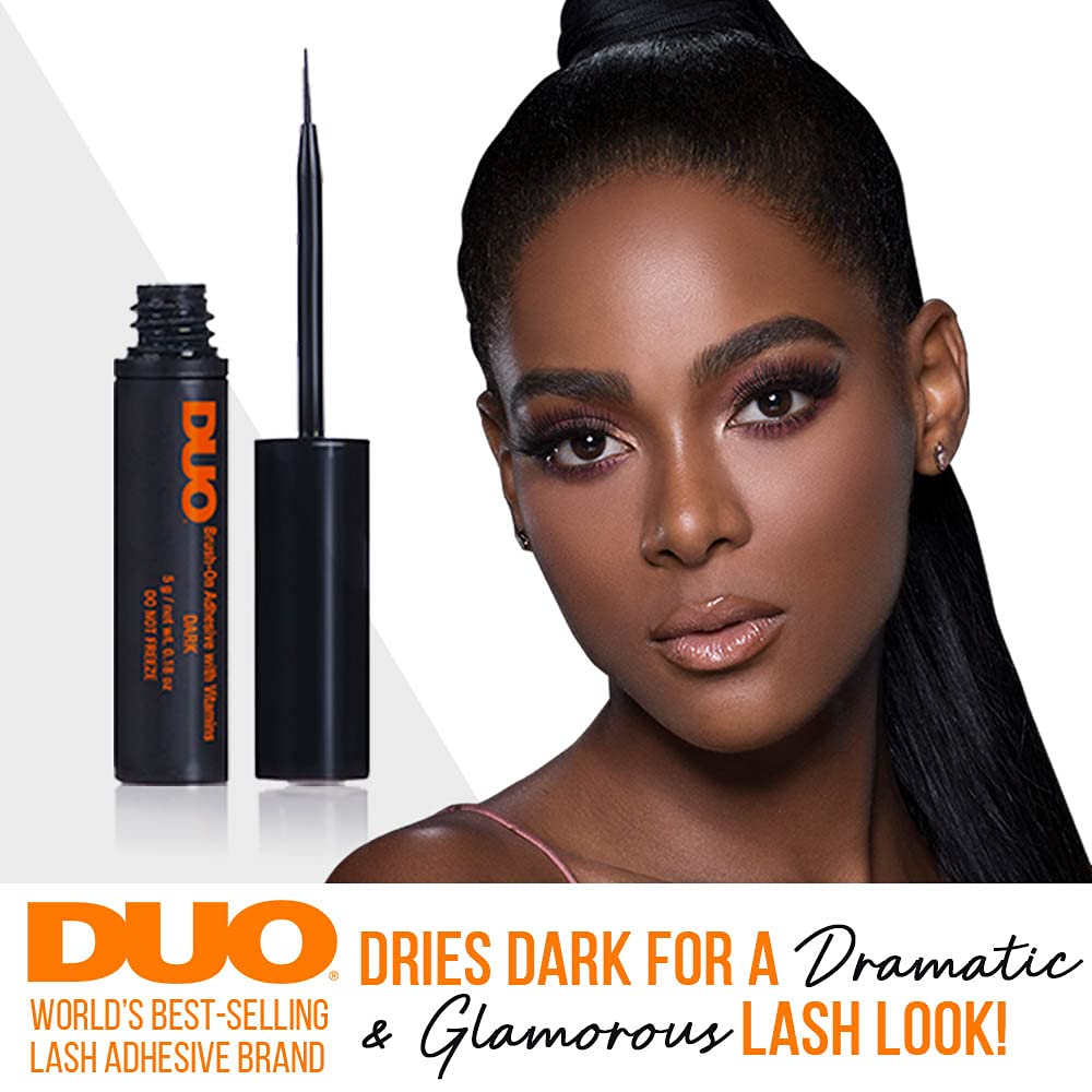 DUO Brush-On Strip Lash Adhesive dark tone packaging with two-pack kit
