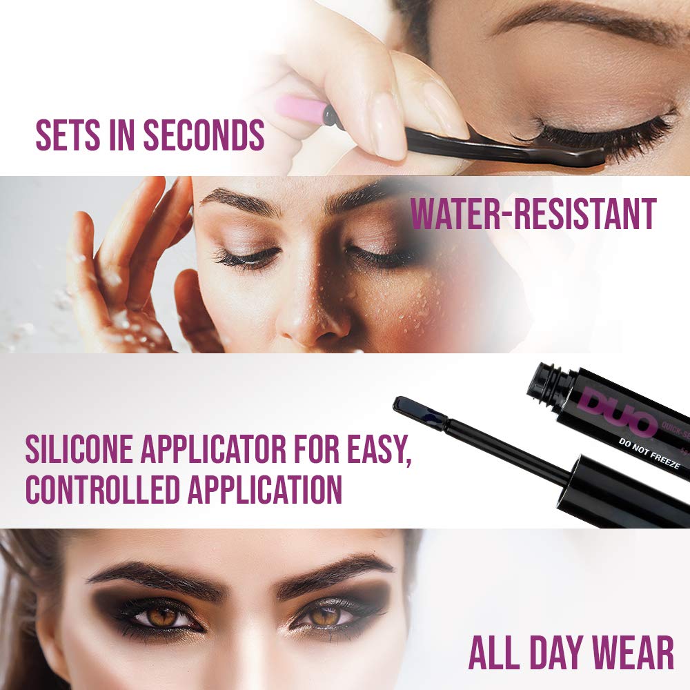 DUO Quick-Set Eyelash Glue Dark Tone waterproof hold for daily wear.