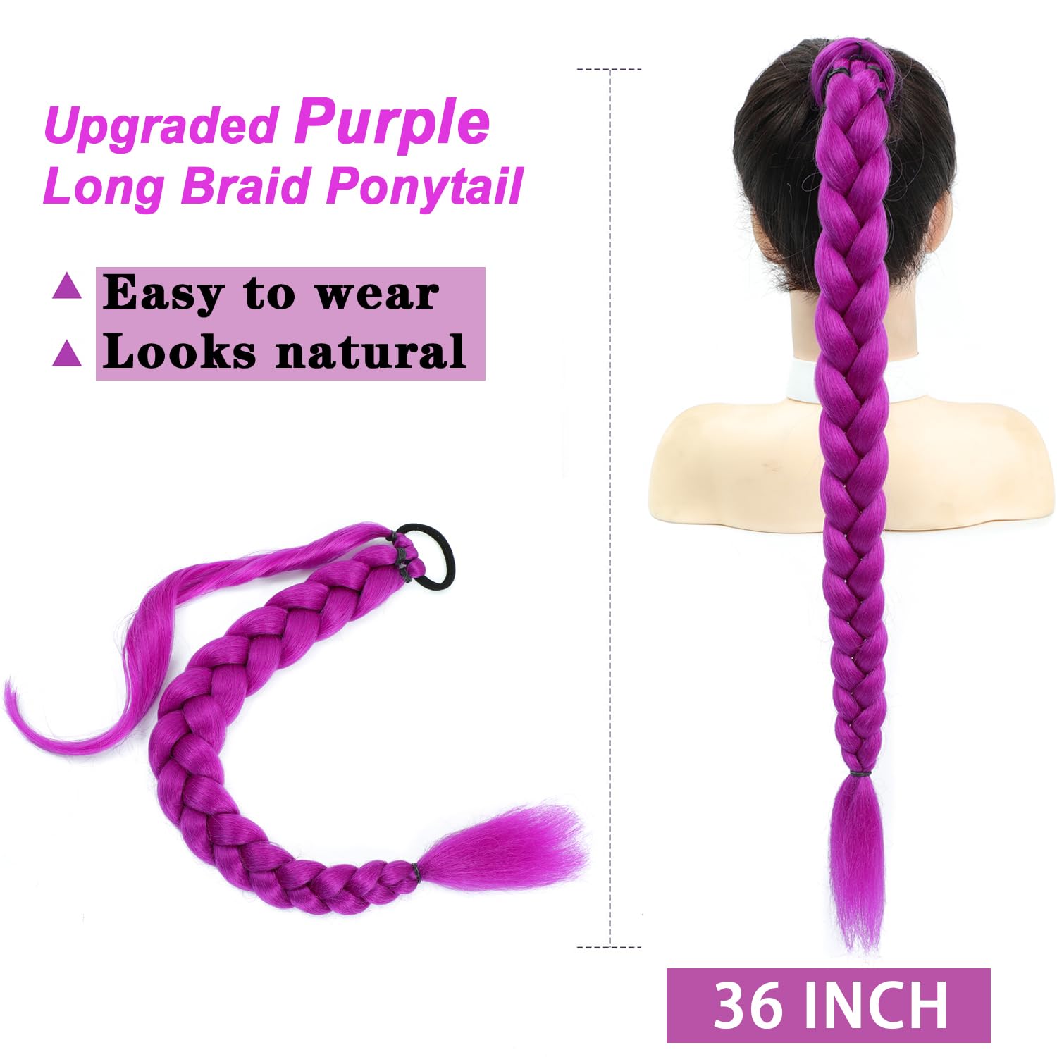 Duoduo Beauty pre-braided purple extensions for quick styling