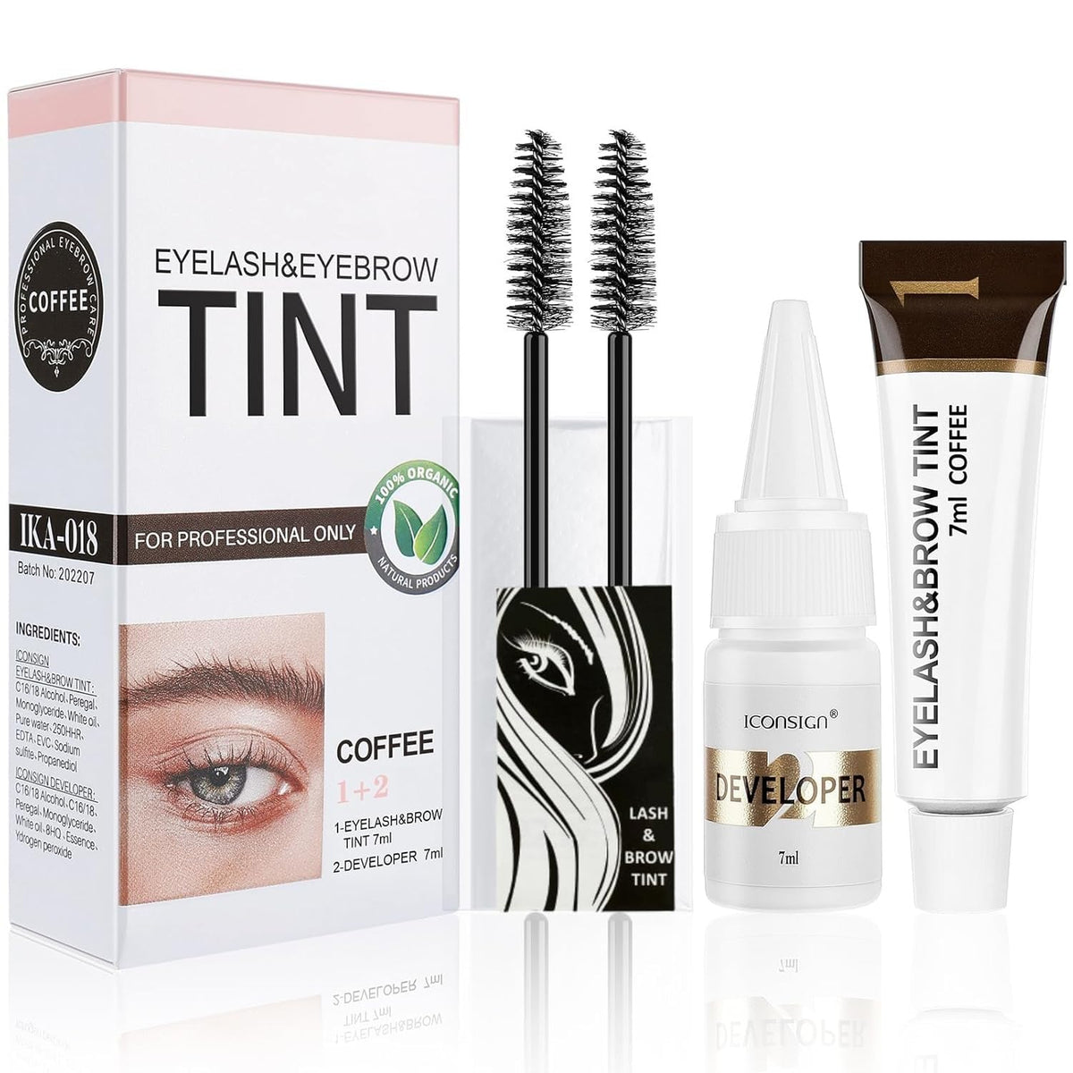 Duoffanny eyelash-brow-kit-box shows organized packaging for easy DIY coloring.