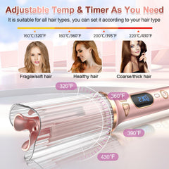 Duomishu curling iron with digital controls for precise temperature customization.
