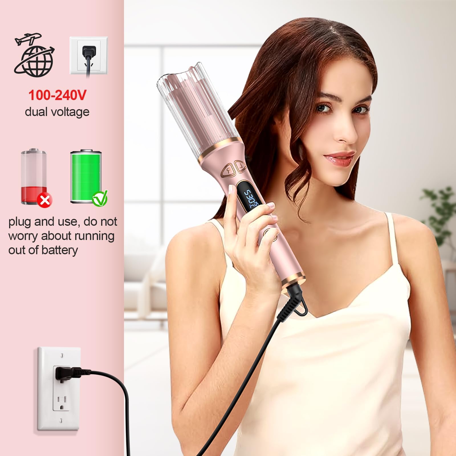Duomishu dual-voltage travel-ready design for worldwide styling and flexibility.