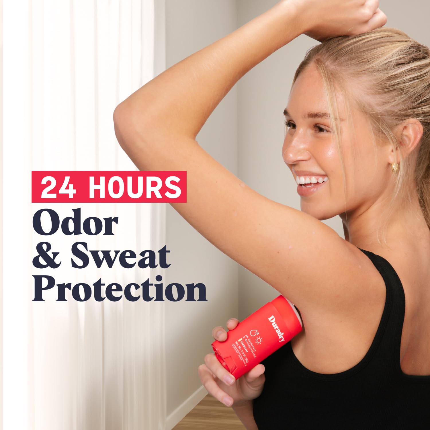 Duradry all-day dryness protection shown for morning to night use