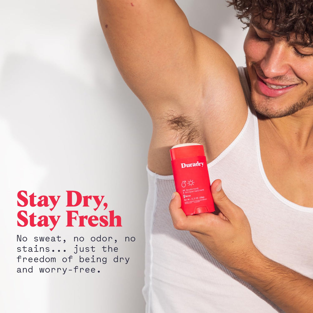Duradry antiperspirant application shows smooth glide and quick-dry action