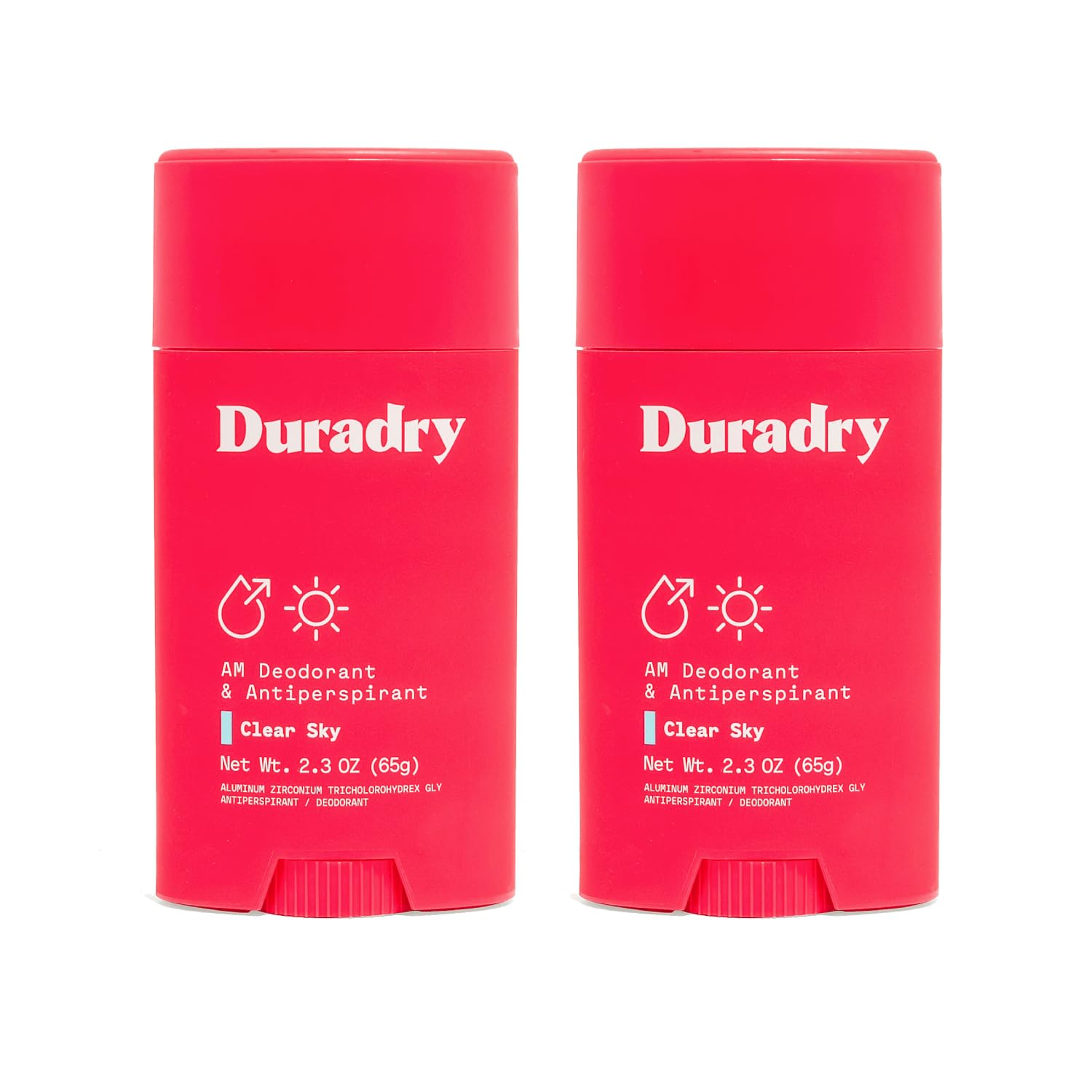 Duradry clear sky antiperspirant stick provides all-day dryness.