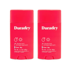 Duradry clear sky antiperspirant stick provides all-day dryness.