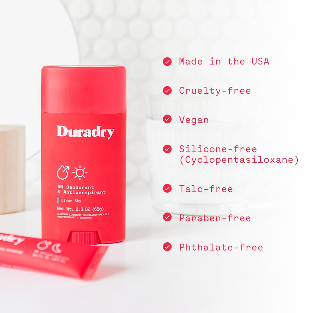 Duradry cool citrus cedar scent profile suggests refreshing underarms.