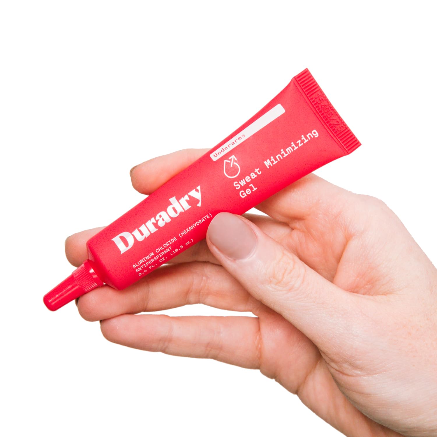 Duradry sweat-minimizing gel tube delivering strong sweat control in travel-ready packaging.